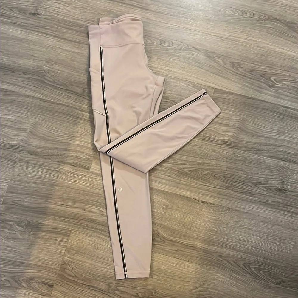 Lululemon Athletica Light Pink Leggings with Black Stripes
